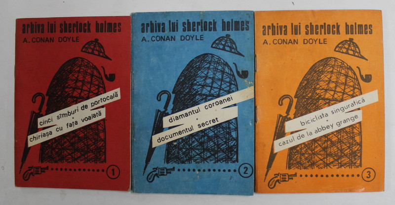 ARHIVA LUI SHERLOCK HOLMES de A. CONAN DOYLE  , 3 VOLUME , 1991 , PREZINTA PETE SI URME DE UZURA