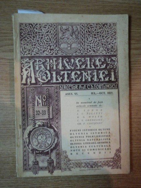ARHIVELE OLTENIEI, ANUL VI, NR. 32-33  IULIE-OCT. 1927