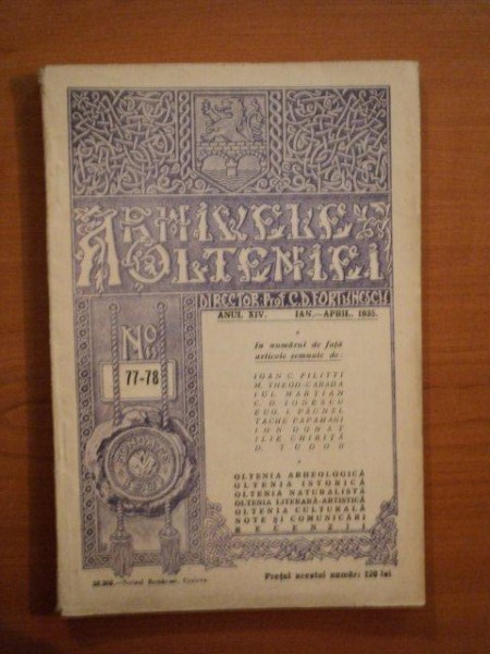 ARHIVELE OLTENIEI ANUL XIV , NR.77 - 78  , IANUARIE - APRILIE  , 1935