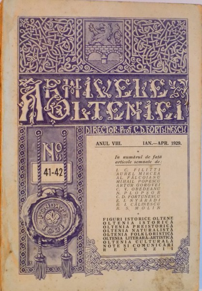 ARHIVELE OLTENIEI de C.D. FORTUNESCU, NO. 41 - 42, ANUL VIII, IAN-APR, 1929