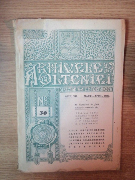 ARHIVELE OLTENIEI , NR . 36,  ANUL VII , MART. - APRIL.   1928