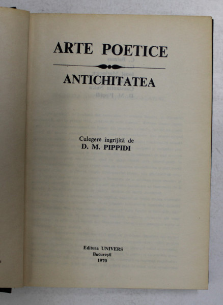 ARTE POETICE . ANTICHITATEA , 1970