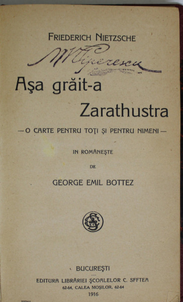 ASA GRAIT-A ZARATHUSTRA de FRIEDERICH NIETZSCHE , 1916