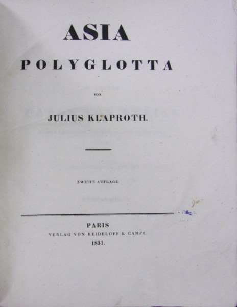 ASIA POLYGLOTTA von JULIUS KLAPROTH (1831)