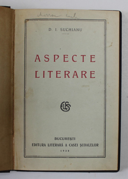 ASPECTE LITERARE de D. I . SUCHIANU , 1928