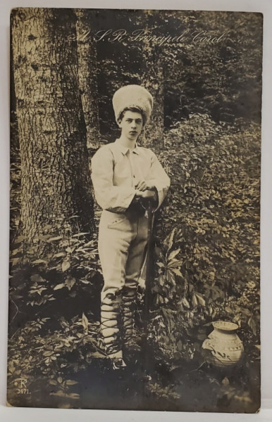 A.S.R. PRINCIPELE CAROL , IN COSTUM DE CIOBANAS , FOTOGRAFIE TIP CARTE POSTALA , INCEPUTUL SEC. XX