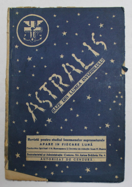 ASTRALIS - REVISTA PENTRU STUDIUL FENOMENELOR SUPRANATURALE , ANUL III , NR. 10 , OCTOMBRIE , 1934