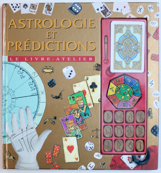 ASTROLOGIE ET  PREDICTIONS  - LE LIVRE - ATELIER par JON TREMAINE , CONTINE UN SET DE CARTI PENTRU GHICIT , 12 RUNE SI UN TITIREZ , 1995
