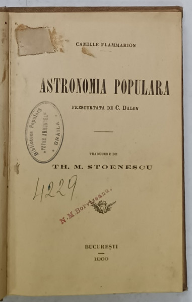 ASTRONOMIA POPULARA de CAMILLE FLAMMARION , 1900