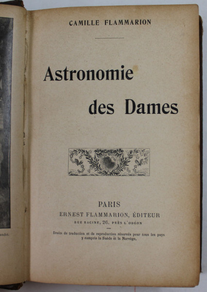 ASTRONOMIE DES DAMES par ERNEST FLAMMARION , 1903
