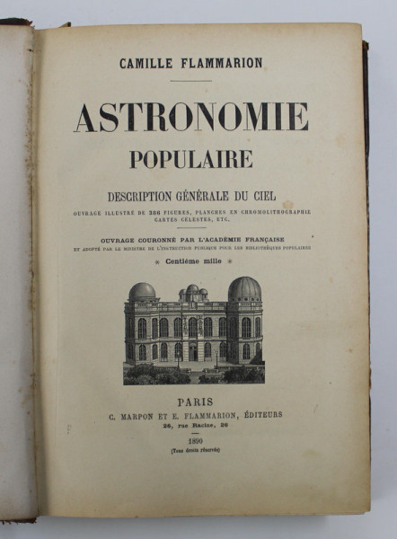 ASTRONOMIE POPULAIRE par CAMILLE FLAMMARION , 1890