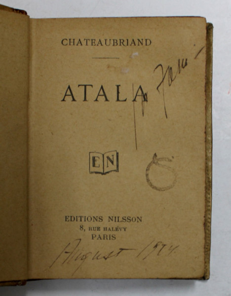ATALA par CHATEAUBRIAND , 1924 , FORMAT REDUS