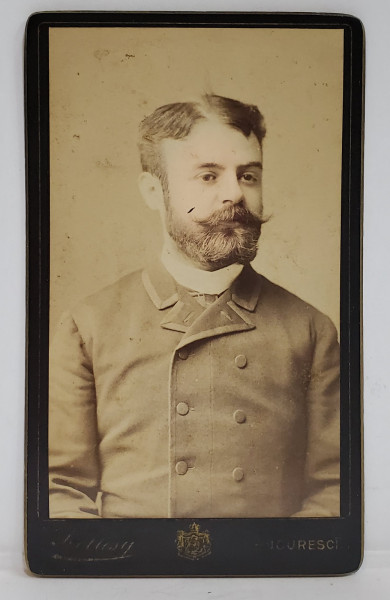ATELIER FOTOGRAFIC SZOLLOSY , BUCURESTI , DOMN CU BARBA , PORTRET , FOTOGRAFIE C.D.V. SFARSITUL SEC. XIX