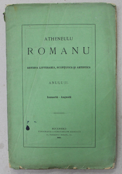 Atheneulu Romanu Revista literaria  stiintifica  si artistica  -BUC. 1869