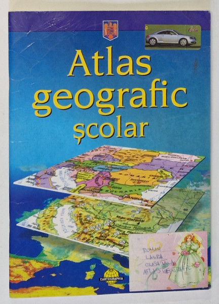 ATLAS GEOGRAFIC SCOLAR de CONSTANTA TRUFAS , 1999 *PREZINTA URME DE UZURA