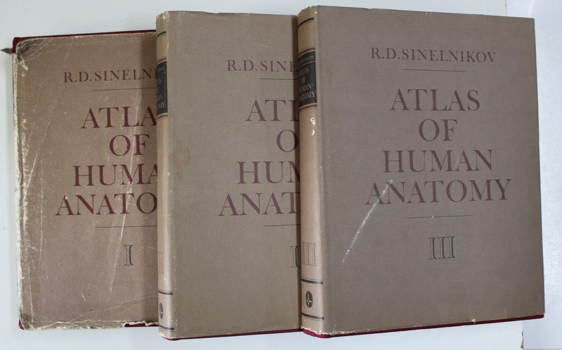 ATLAS OF HUMAN ANATOMY IN THREE VOLUMES by R.D. SINELNIKOV , MOSCOW , 1988
