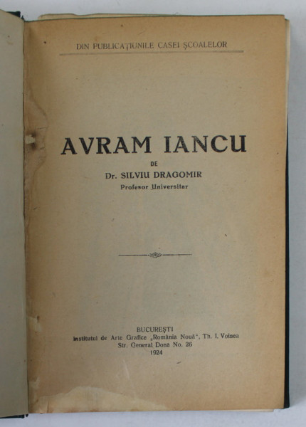 AVRAM IANCU de SILVIU DRAGOMIR  1924