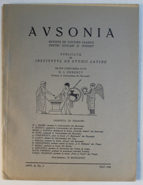 AVSONIA  - REVISTA DE CULTURA CLASICA PENTRU SCOLARI SI TINERET , ANUL II , NR. 3 - MAI 1941