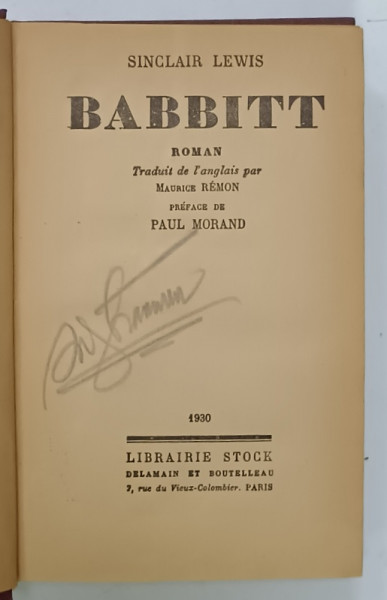 BABBITT , roman par SINCLAIR LEWIS , 1930