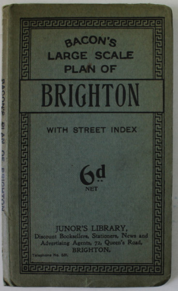 BACON 'S LARGE SCALE PLAN OF BRIGHTON , WITH STREET INDEX , EDITIE INTERBELICA