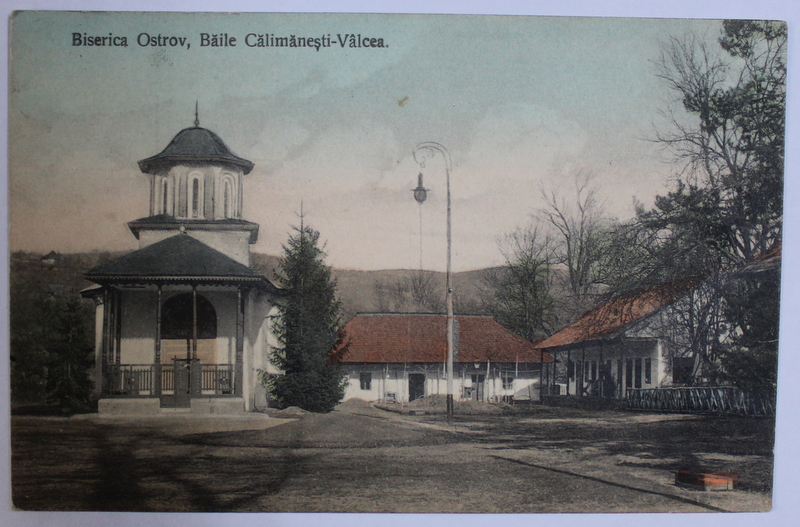 BAILE CALIMANEST I - VALCEA  - BISERICA OSTROV , CARTE POSTALA ILUSTRATA , POLICROMA , CIRCULATA , DATATA 1912