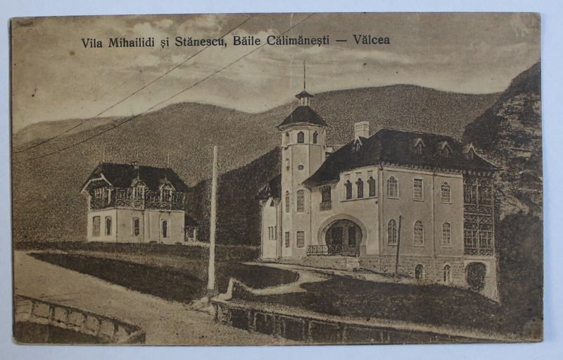 BAILE CALIMANESTI - VALCEA , VILA MIHAILIDI SI STANESCU , CARTE POSTALA ILUSTRATA , MONOCROMA , CIRCULATA , DATATA 1928