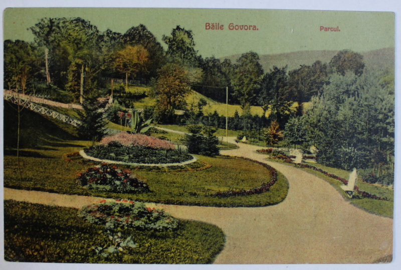 BAILE GOVORA  - PARCUL , CARTE POSTALA ILUSTRATA , POLICROMA , CIRCULATA , 1913