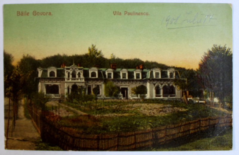 BAILE GOVORA  - VILA PAULINESCU , CARTE POSTALA ILUSTRATA , POLICROMA , CIRCULATA , INCEPUT DE SECOL XX