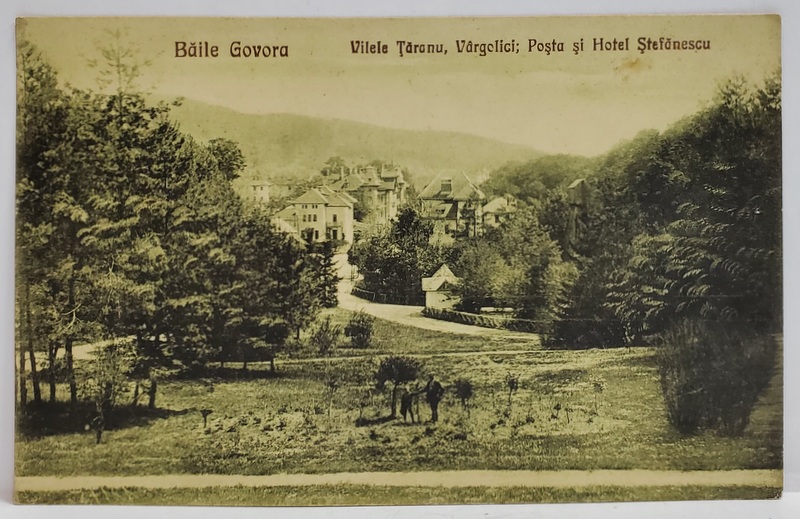 BAILE GOVORA , VILELE TARANU , VARGOLICI , POSTA SI HOTEL STEFANESCU , CARTE POSTALA , 1927
