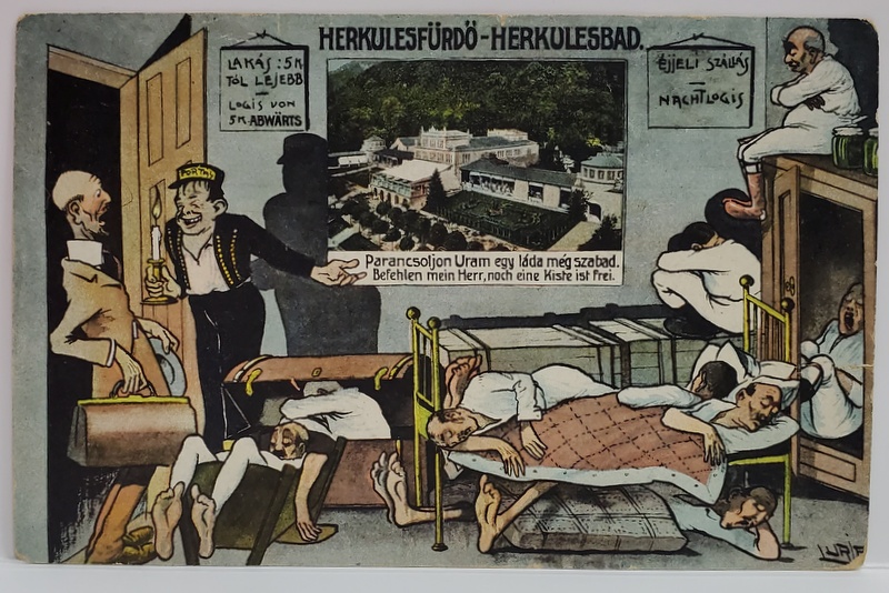 BAILE HERCULANE , ' CAZARE AGLOMERATA ' , CARICATURA , CARTE POSTALA ILUSTRATA , 1920