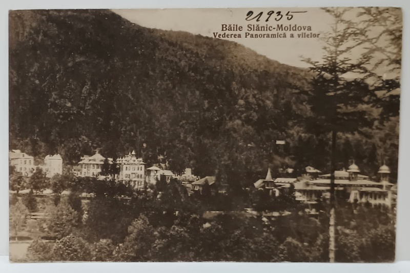BAILE SLANIC - MOLDOVA , VEDEREA PANORAMICA A VILELOR , CARTE POSTALA ILUSTRATA , INCPEUT DE SECOL XX
