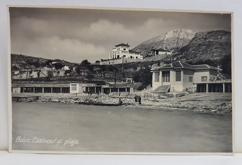 BALCIC , CAZINOUL SI PLAJA , VEDERE DE PE MARE , FOTOGRAFIE TIP CARTE POSTALA , INTERBELICA