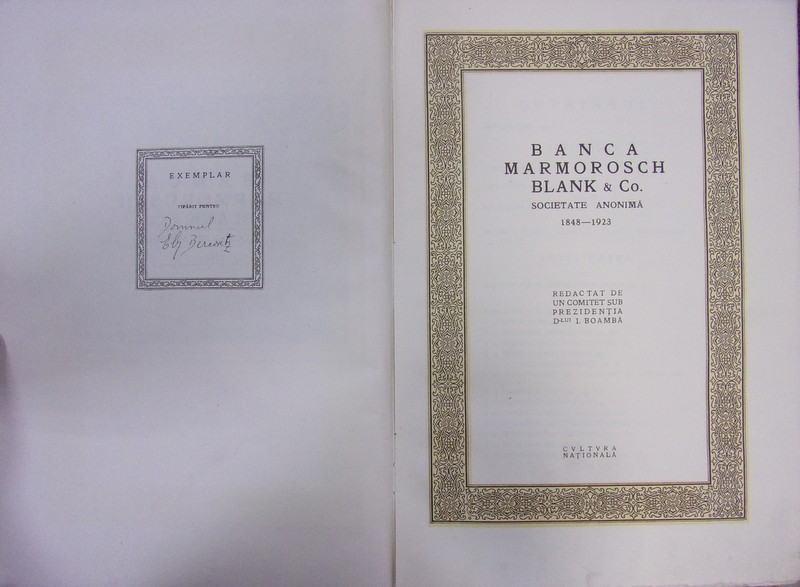 BANCA MARMOROSCH BLANK & CO. (1923)