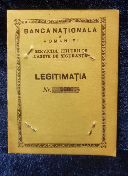 Banca Nationala a Romaniei, Legitimatie