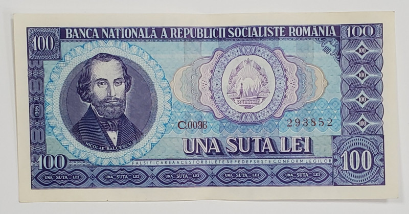Bancnota 100 lei, Nicolae Balcescu, 1966