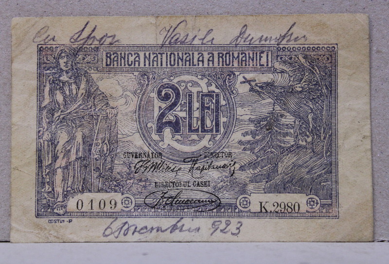 BANCNOTA 2 LEI , EMISA IN 1920 , CIRCULATA