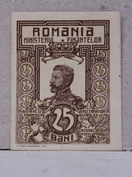 BANCNOTA  25 BANI , NECIRCULATA  , EMISA IN 1917