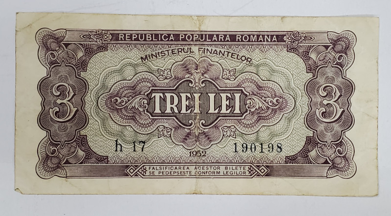 Bancnota 3 lei, 1952