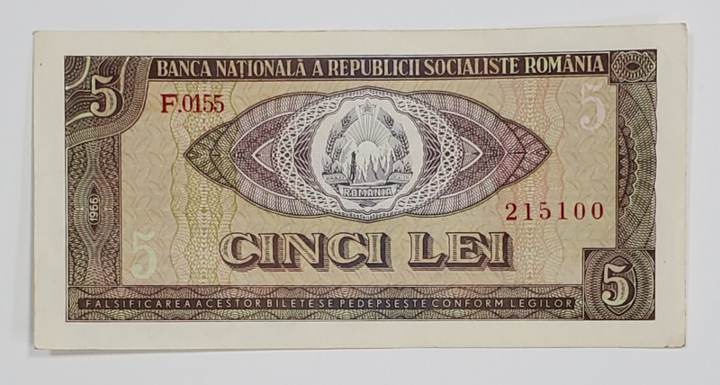 Bancnota 5 lei, 1966, pliuri