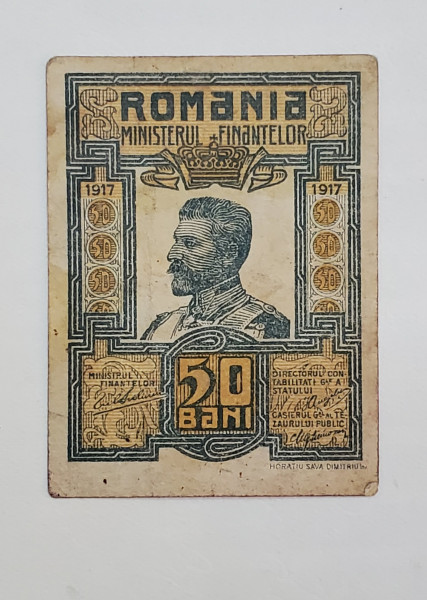 BANCNOTA - ROMANIA - 50 ( CINCIZECI ) BANI , FERDINAND , 1917