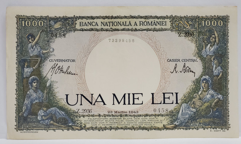 Bancnota UNA MIE LEI, 1943