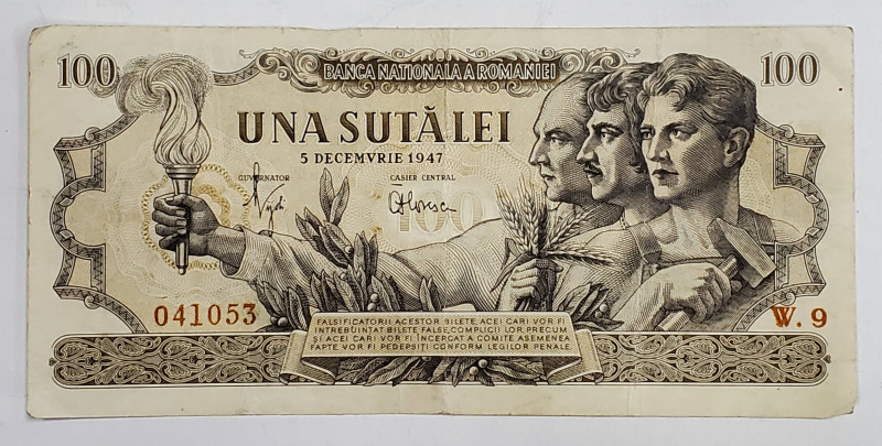 Bancnota UNA SUTA LEI, 5 DECEMBRIE 1947