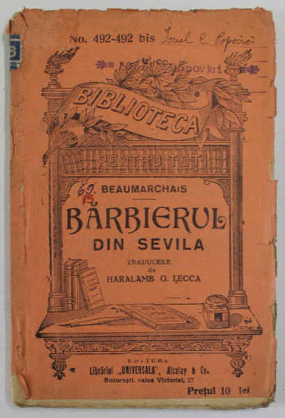 BARBIERUL DIN SEVILA de BEAUMARCHAIS , INCEPUT DE SECOL XX