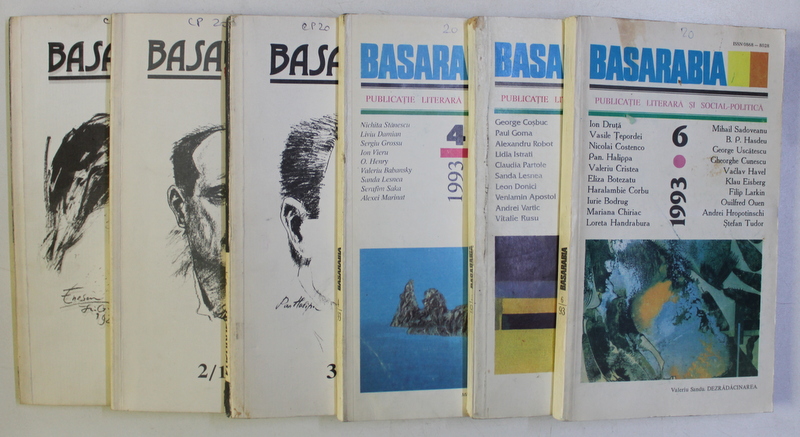 BASARABIA / REVISTA LITERARA SI SOCIAL-POLITICA , EDITATA DE UNIUNEA SCRIITORILOR , GUVERNUL REPUBLICII MOLDOVA SI FUNDATIA LITERARA BASARRANIA IN 6 NUMERE PE ANUL 1993 de DUMITRU MATCOVSCHI