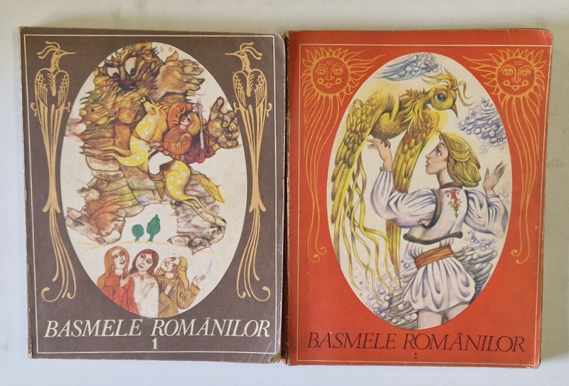 BASMELE ROMANILOR , editie de SABINA - CORNELIA STROESCU , ilustratii de DONE STAN , VOLUMELE I - II , 1984-1987 , PREZINTA URME DE UZURA