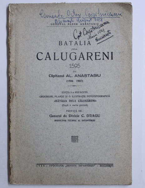 BATALIA DE LA CALUGARENI 1595 de CAPITANUL AL. ANASTASIU , ED. II ,  1928