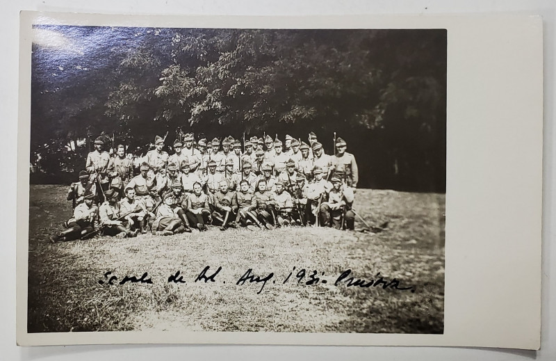 BATERIA A 2-A T.T.R. , ARTILERIE 53 , CRAIOVA , FOTOGRAFIE DE GRUP LANGA TUNURI , CARTE POSTALA ILUSTRATA , 10 IANUARIE 1930