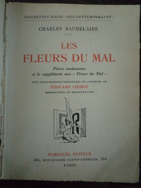 BAUDELAIRE CHARLES- LES FLEURS DU MALL, PARIS 1936