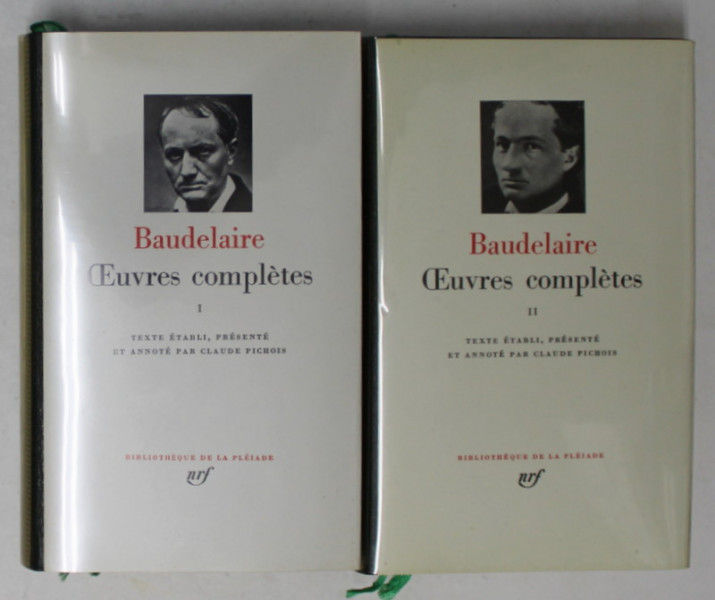 BAUDELAIRE - OPERES COMPLETES , BIBLIOTHEQUE DE LA PLEIADE , 2 VOLUME , 1976 - 1980  , EDITIE DE LUX * , PE HARTIE DE BIBLIE , LEGATURA DIN PIELE