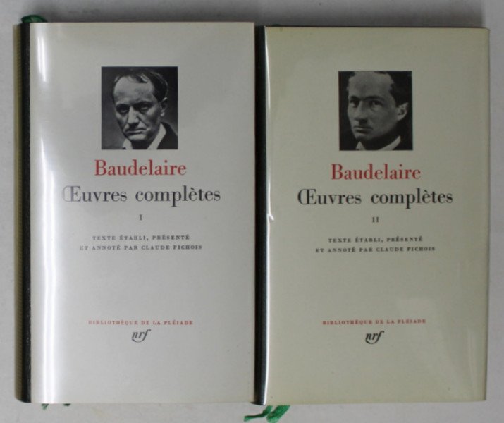 BAUDELAIRE - OPERES COMPLETES , BIBLIOTHEQUE DE LA PLEIADE , 2 VOLUME , 1976 - 1980  , EDITIE DE LUX * , PE HARTIE DE BIBLIE , LEGATURA DIN PIELE * DEDICATIE